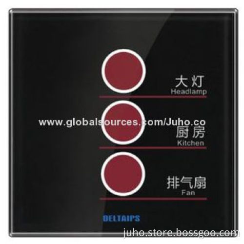 2-gang Remote Control Light Touch Switch, Crystal Glass Panel with LED Indicator
